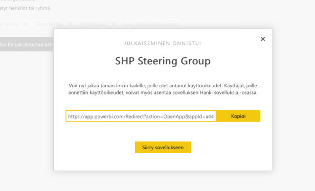 Power BI App published