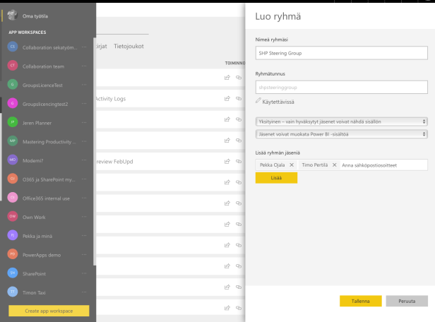 Luo uusi app workspace