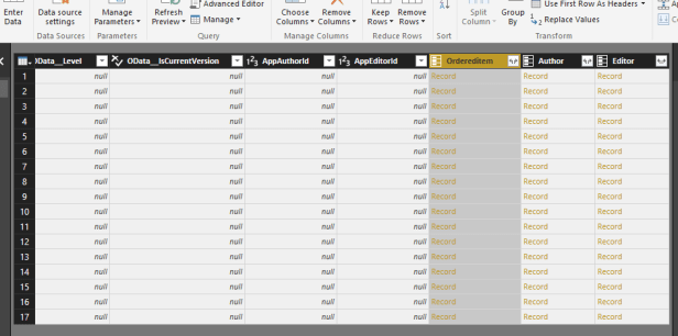 power bi coffee orders expand columns