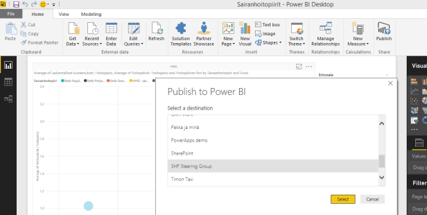 publish report to Power BI