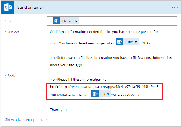 site provisioning powerapps url in email.png